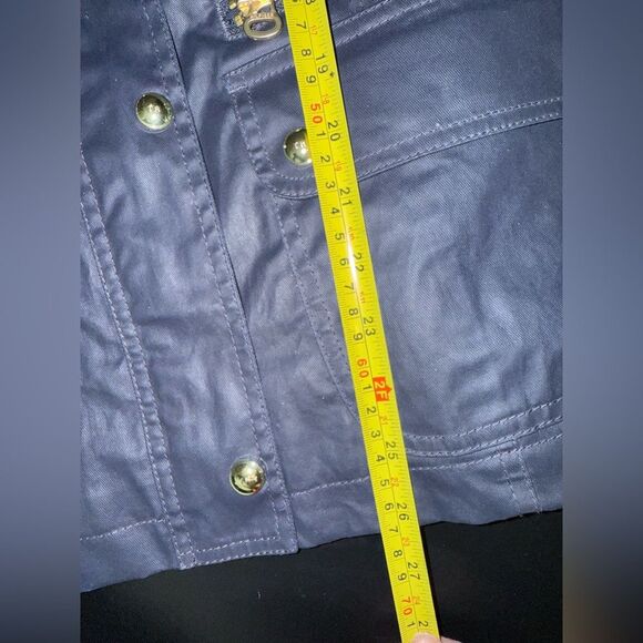TOMMY HILFIGER Womens Rain Coat / Windbreaker Jacket Navy Blue Gold Size M EUC - Picture 10 of 10